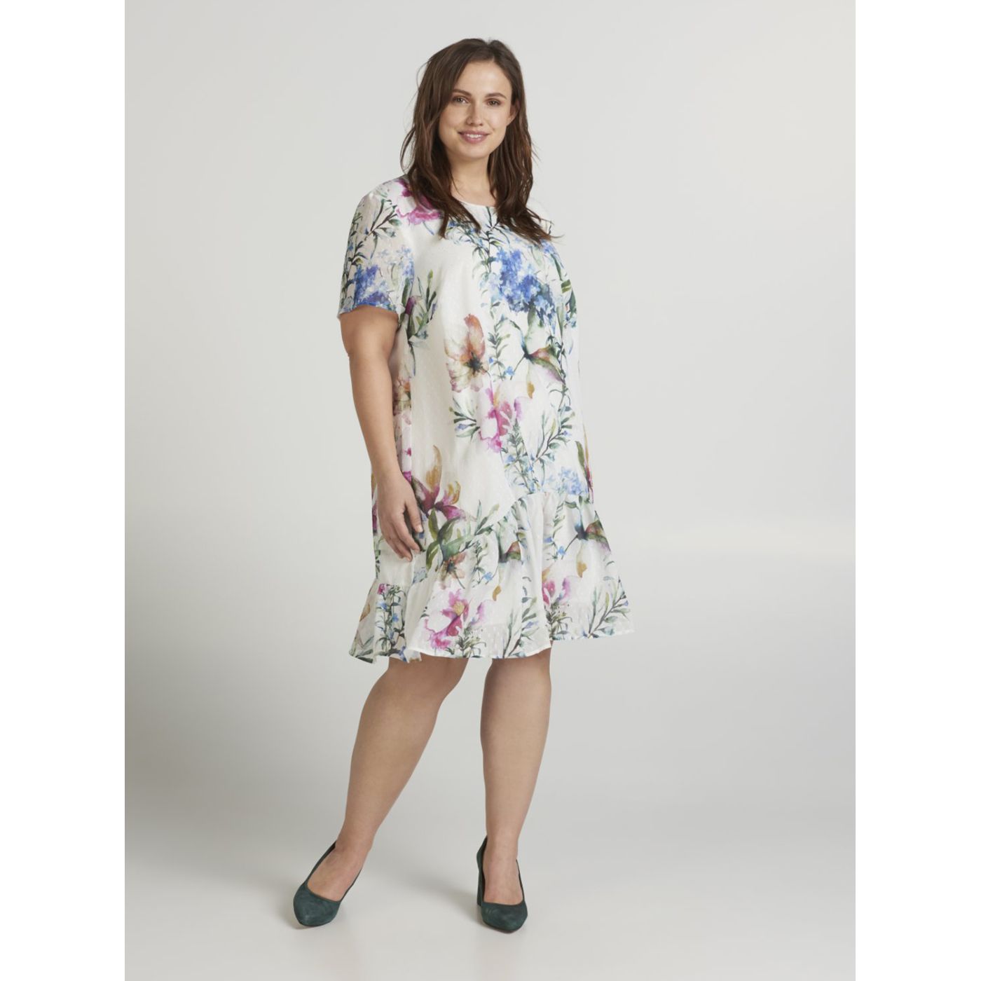 Zizzi Cream Floral Dress