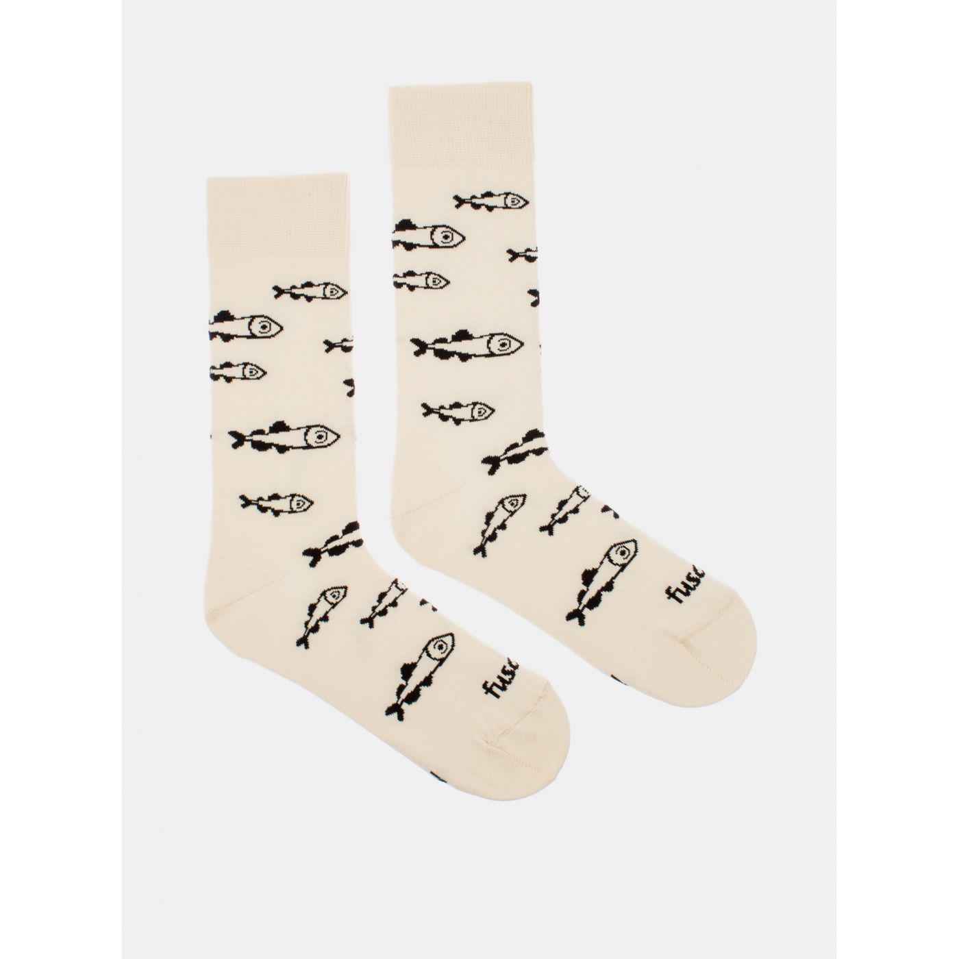 Cream patterned Fusakle Socks Catch fish