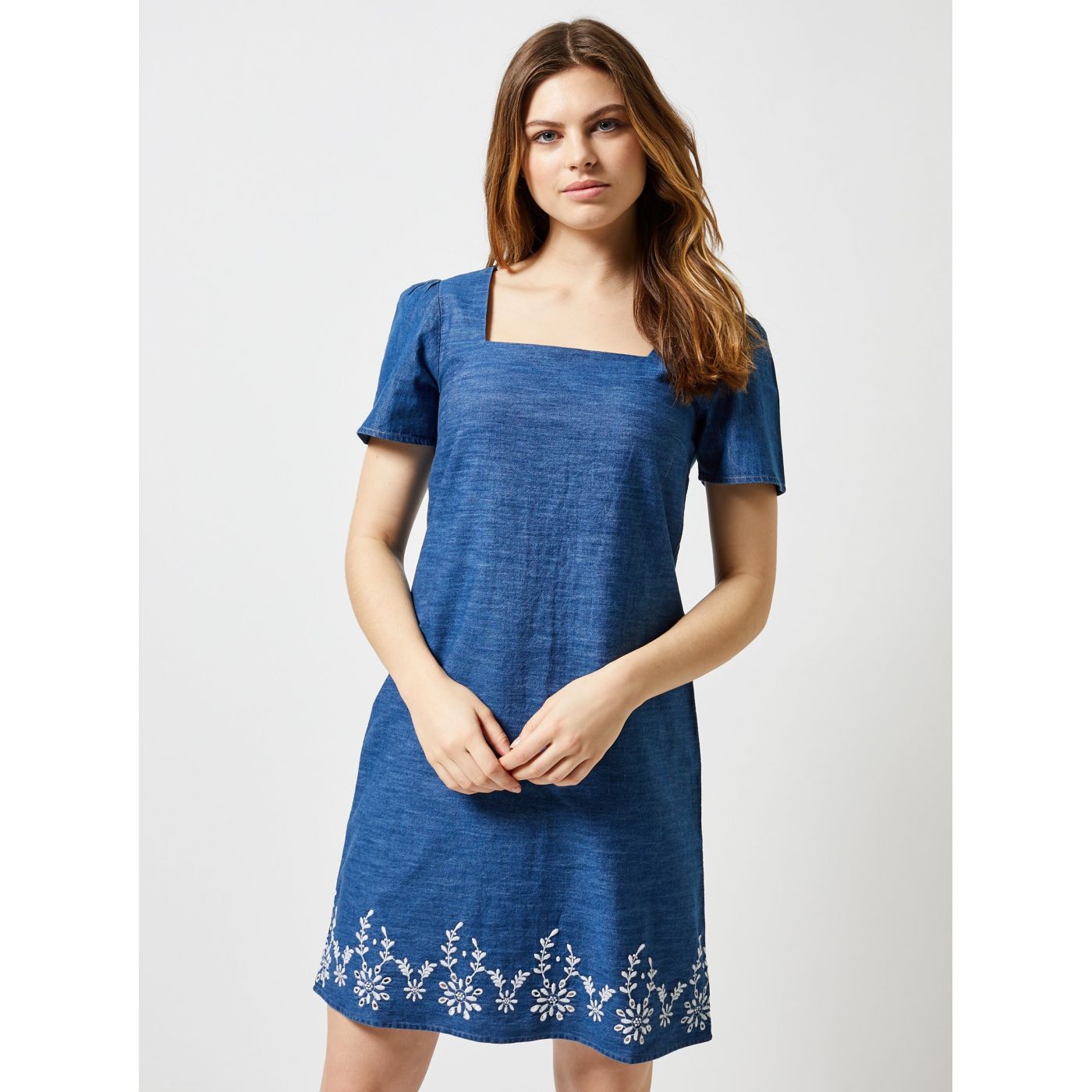 Blue denim dress with Dorothy Perkins embroidery