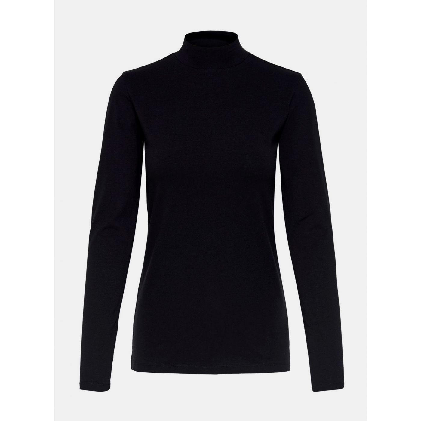 Black T-shirt with jacqueline de Yong Ava stand-up collar