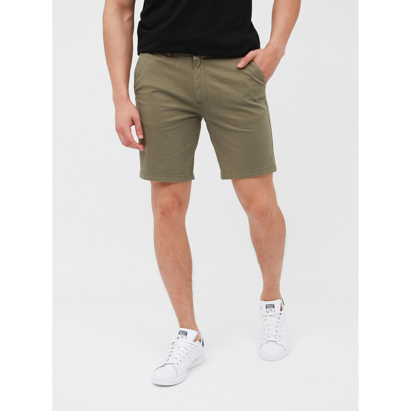 Khaki Patterned Blend Shorts
