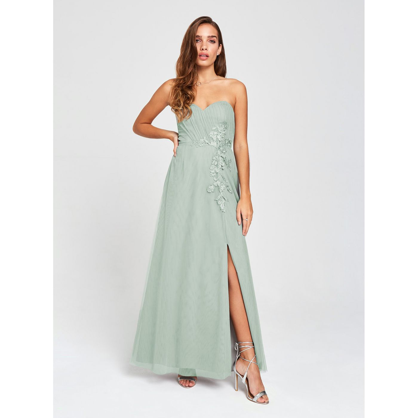 Grey Strapless Maxi Dress Little Mistress