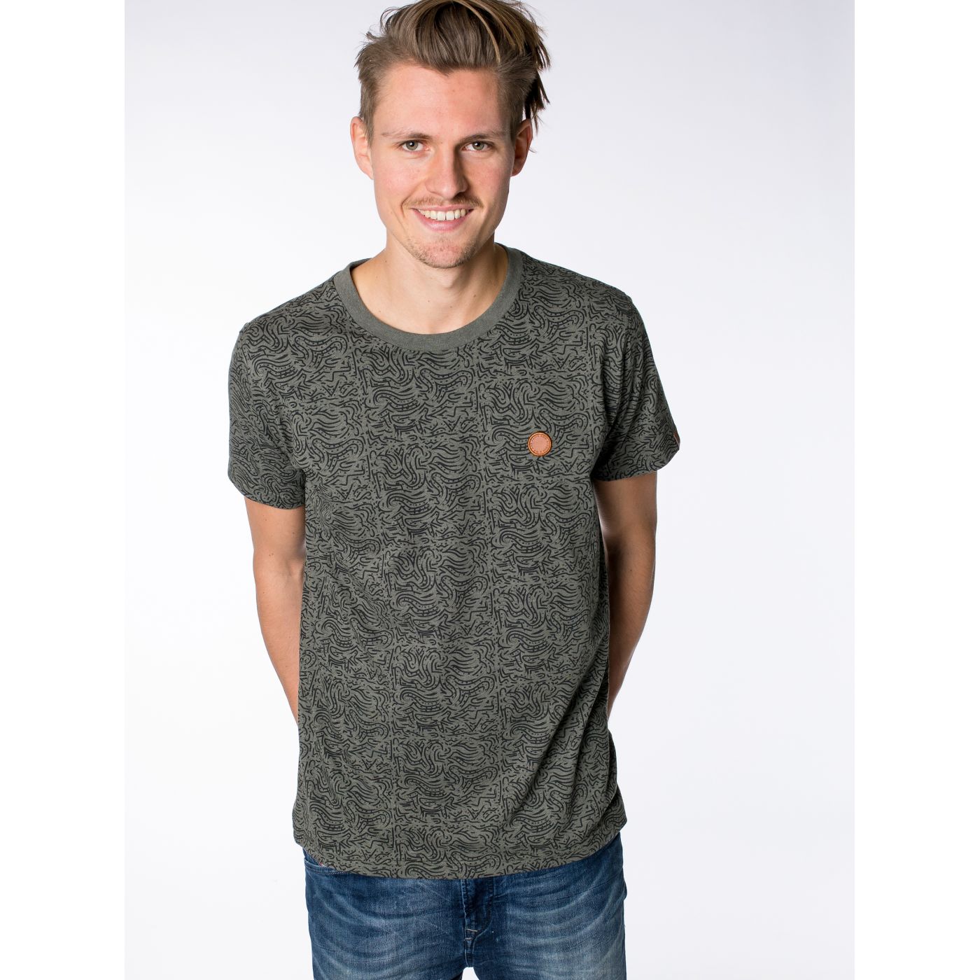 Khaki Men's Patterned T-Shirt Alife and Kickin Nicak