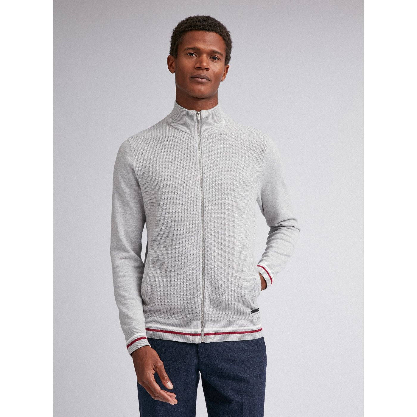 Burton Menswear London Light Grey Zip sweater