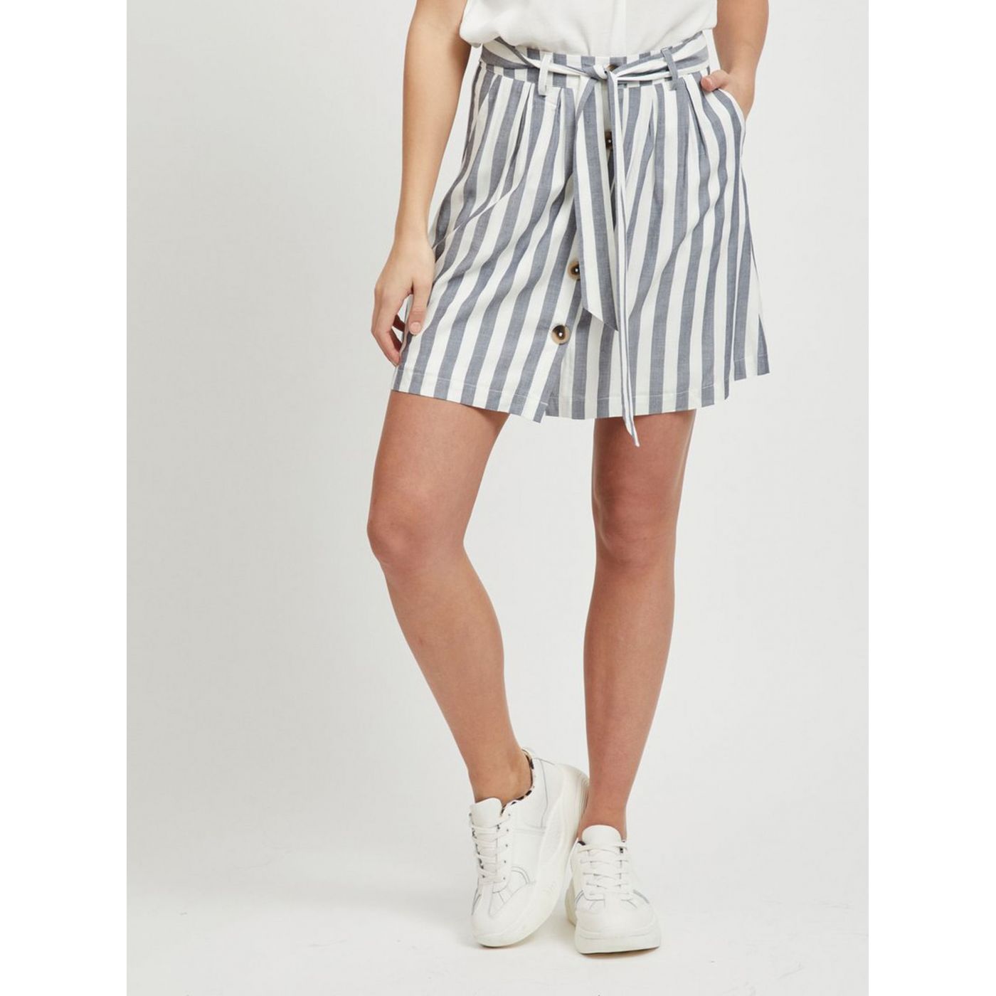 Cream-grey striped skirt VILA Harper