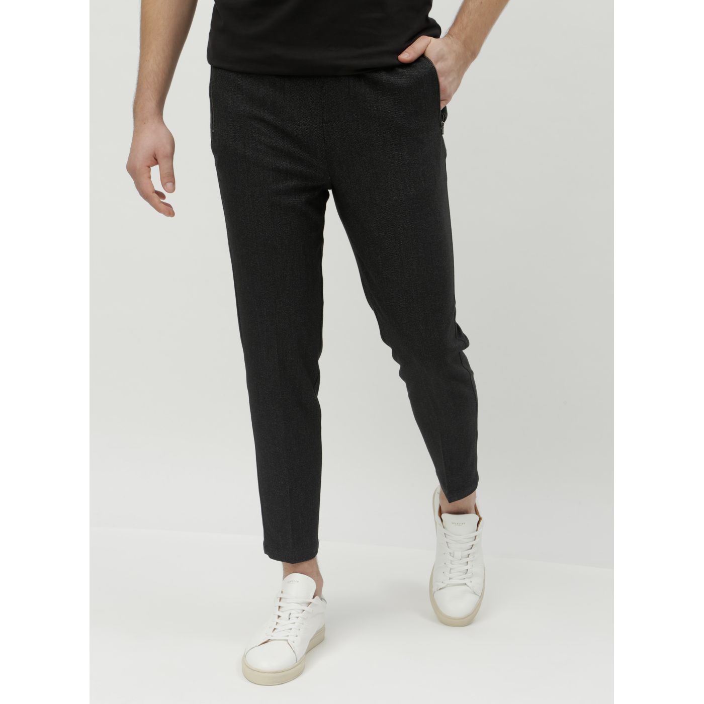 Dark grey Cropped Chino Pants with Lindbergh Zip Pockets