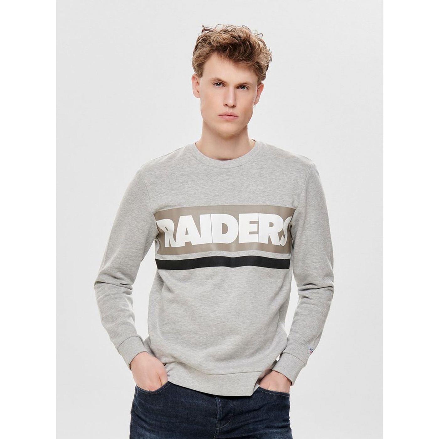 Light grey sweatshirt with print on back ONLY & SONS Nfl