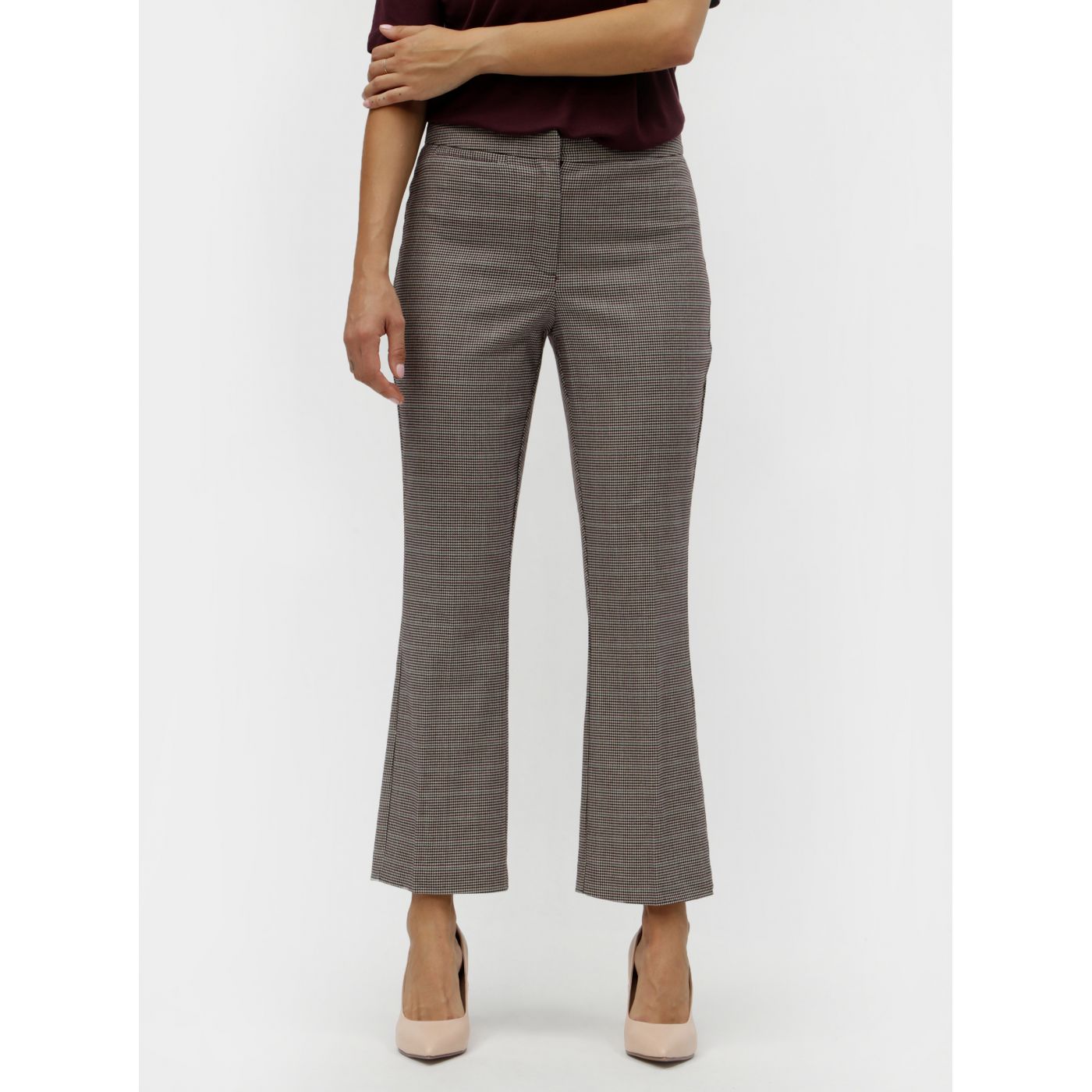 Beige Patterned Trousers VILA Olau