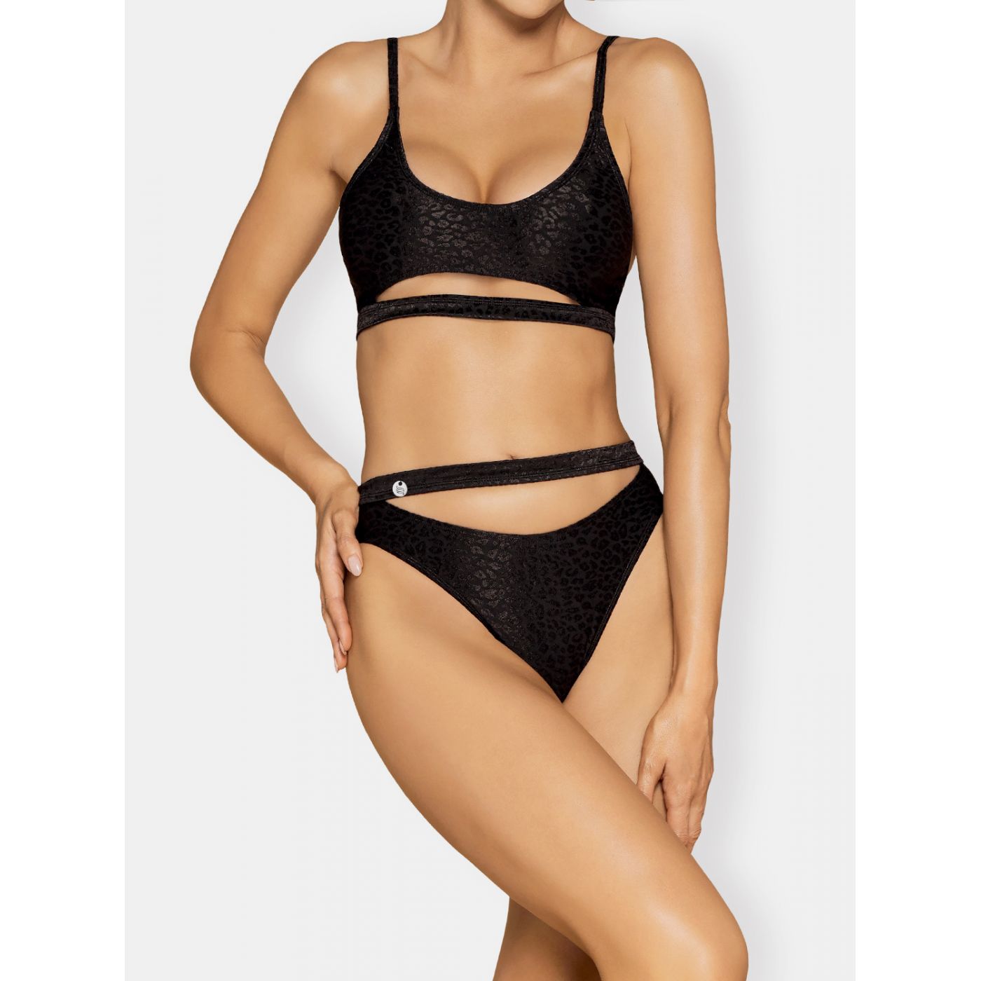Black patterned two-piece swimsuit Obsessive Miamelle