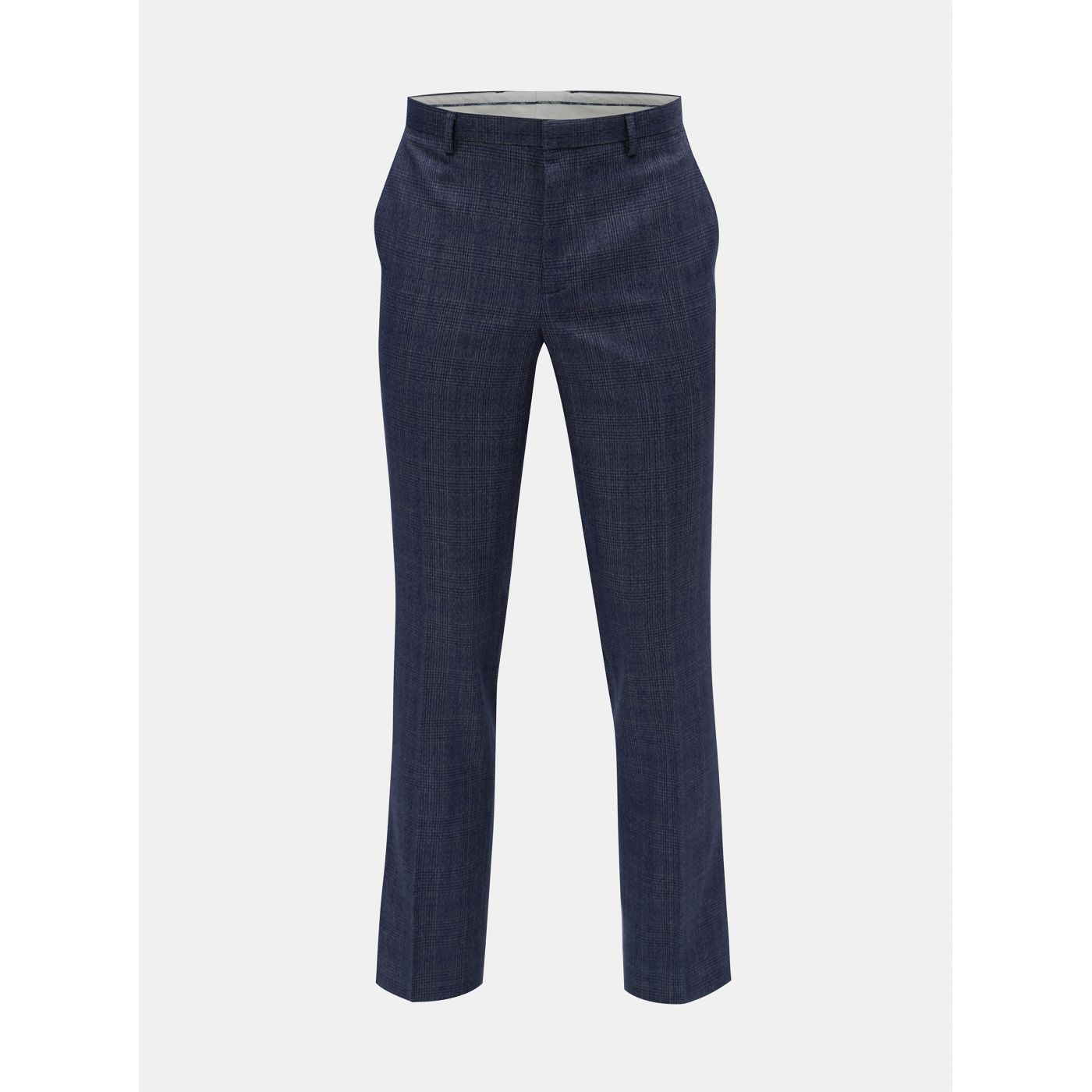 Blue Plaid Slim Fit Pants with Burton Menswear London Pucks