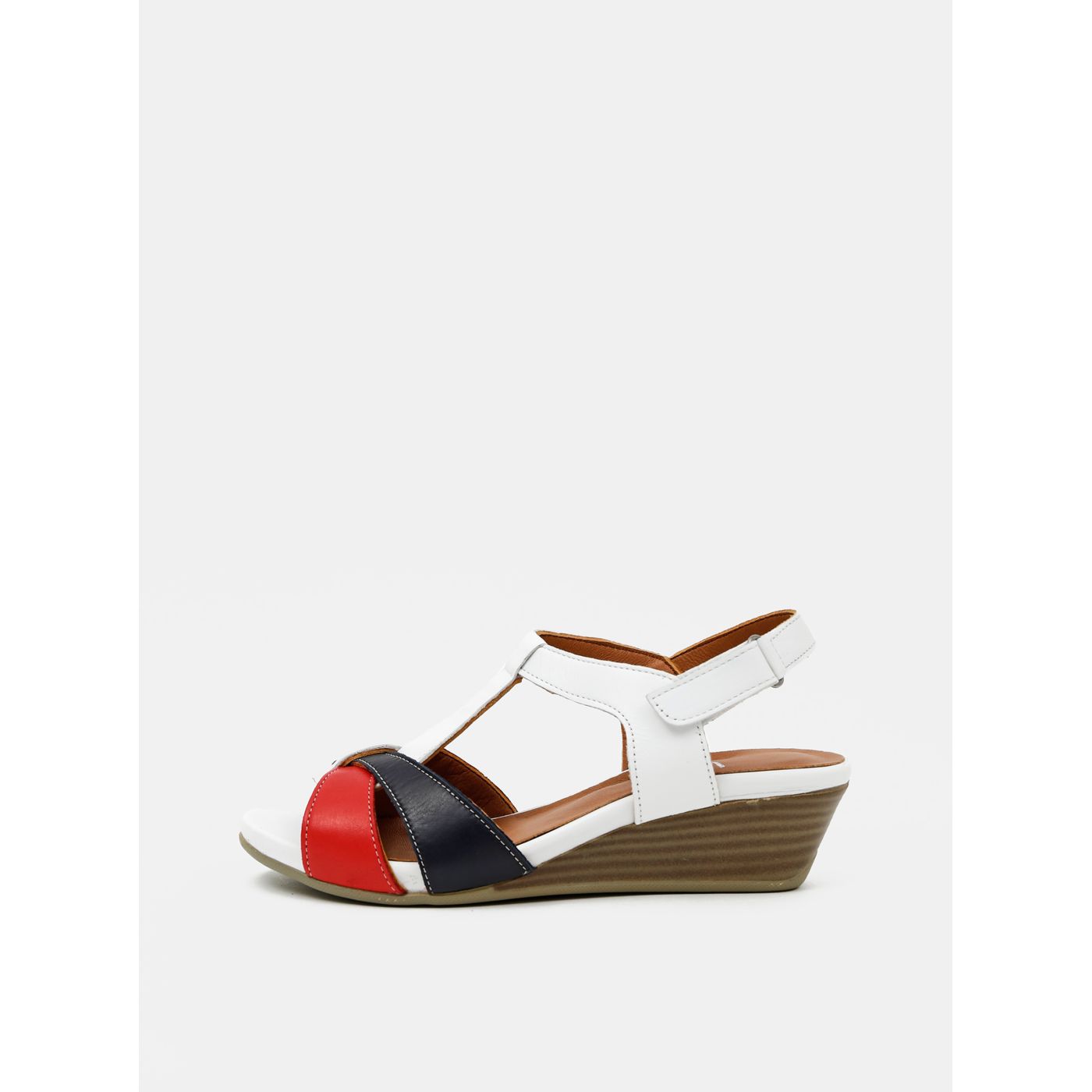 Wild Red-White Leather Wedge Sandals