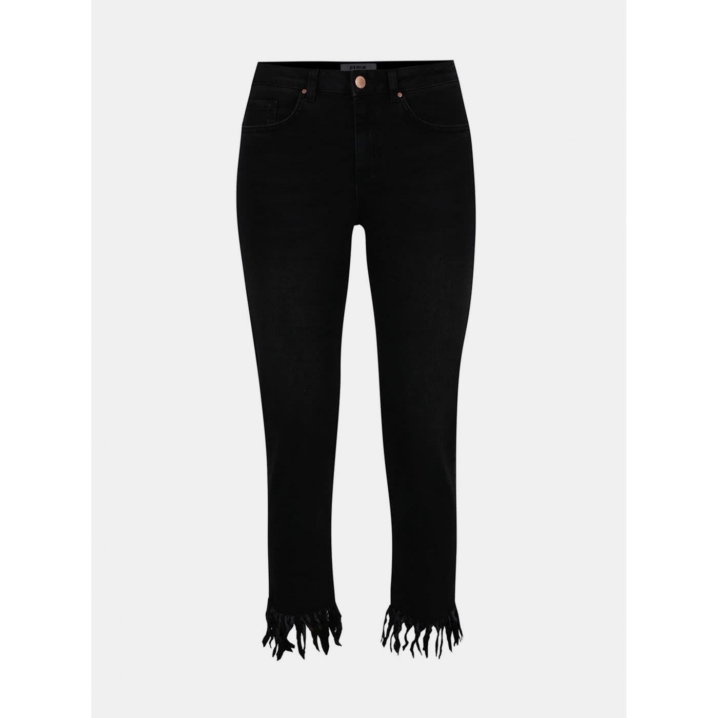 Black cropped skinny jeans with Miss Selfridge fringe