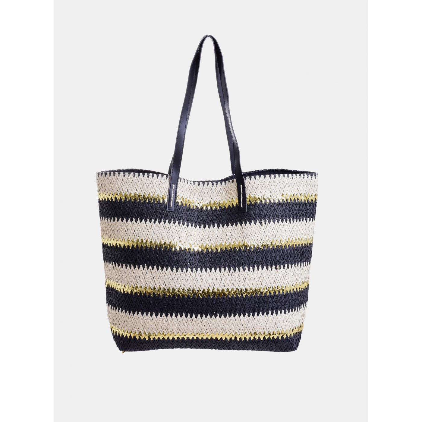 Creamy-black Beach Jute Bag Ble