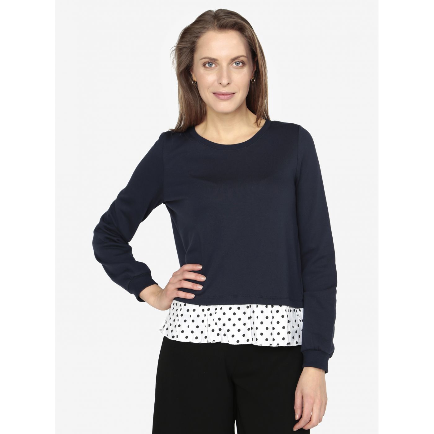 Dark blue lightweight sweatshirt with vewn hem VERO MODA Linit