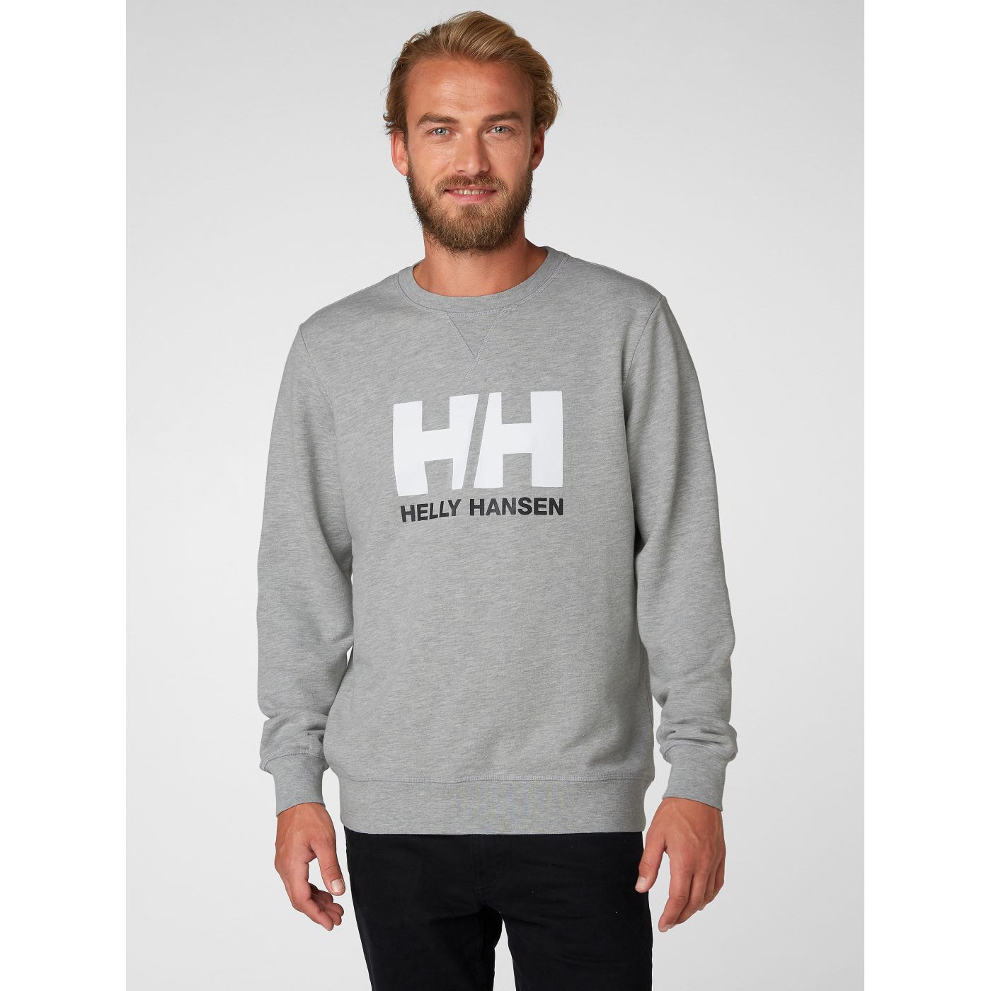 Grey men's annealed sweatshirt with HELLY HANSEN print