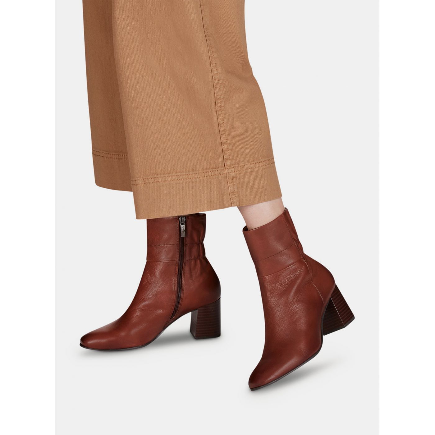 Brown Women's Leather Ankle Boots Tamaris