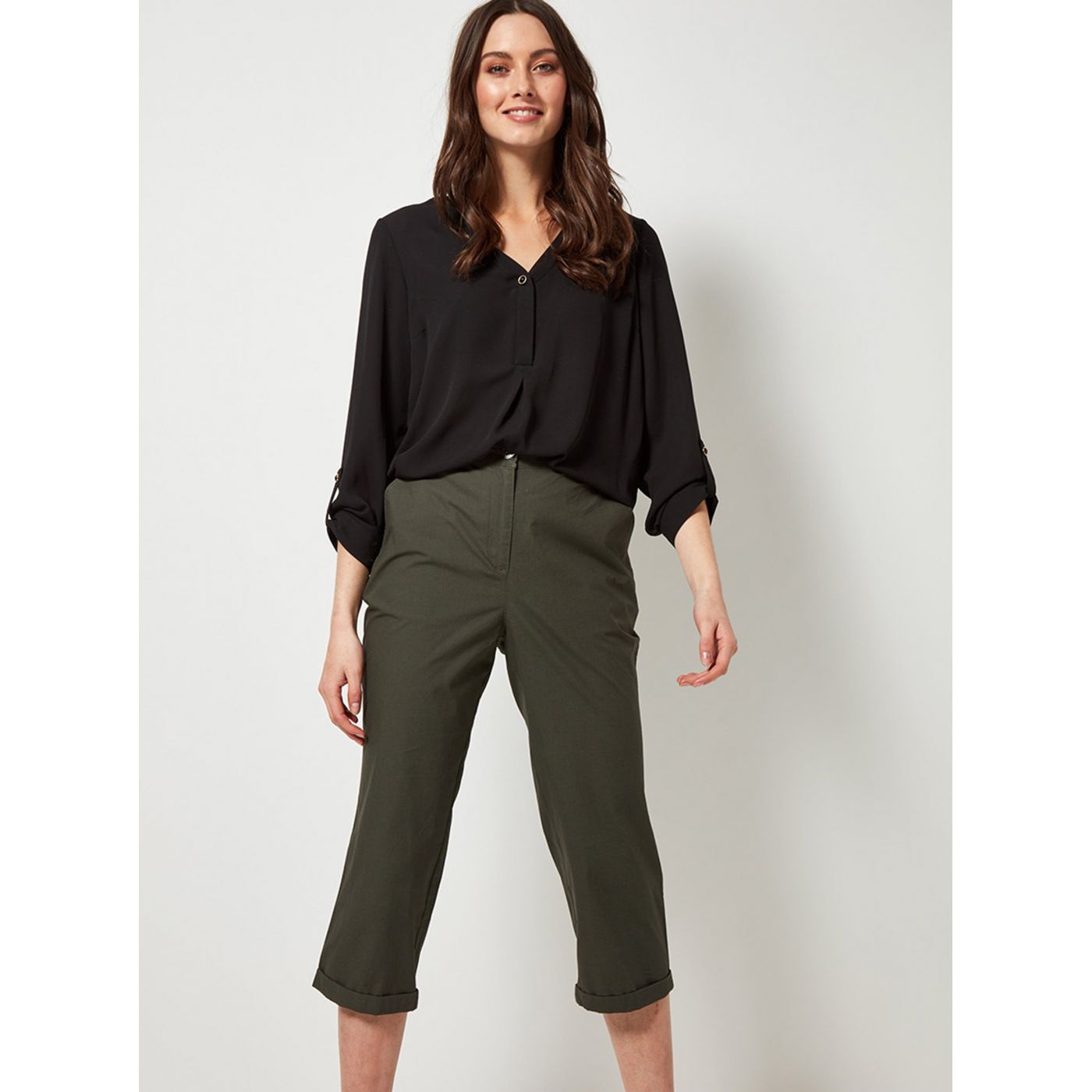 Dark green cropped trousers Dorothy Perkins