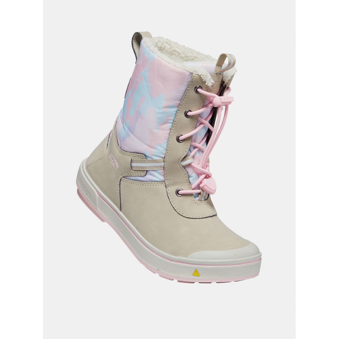 Pink-beige leather winter boots with artificial leather Keen