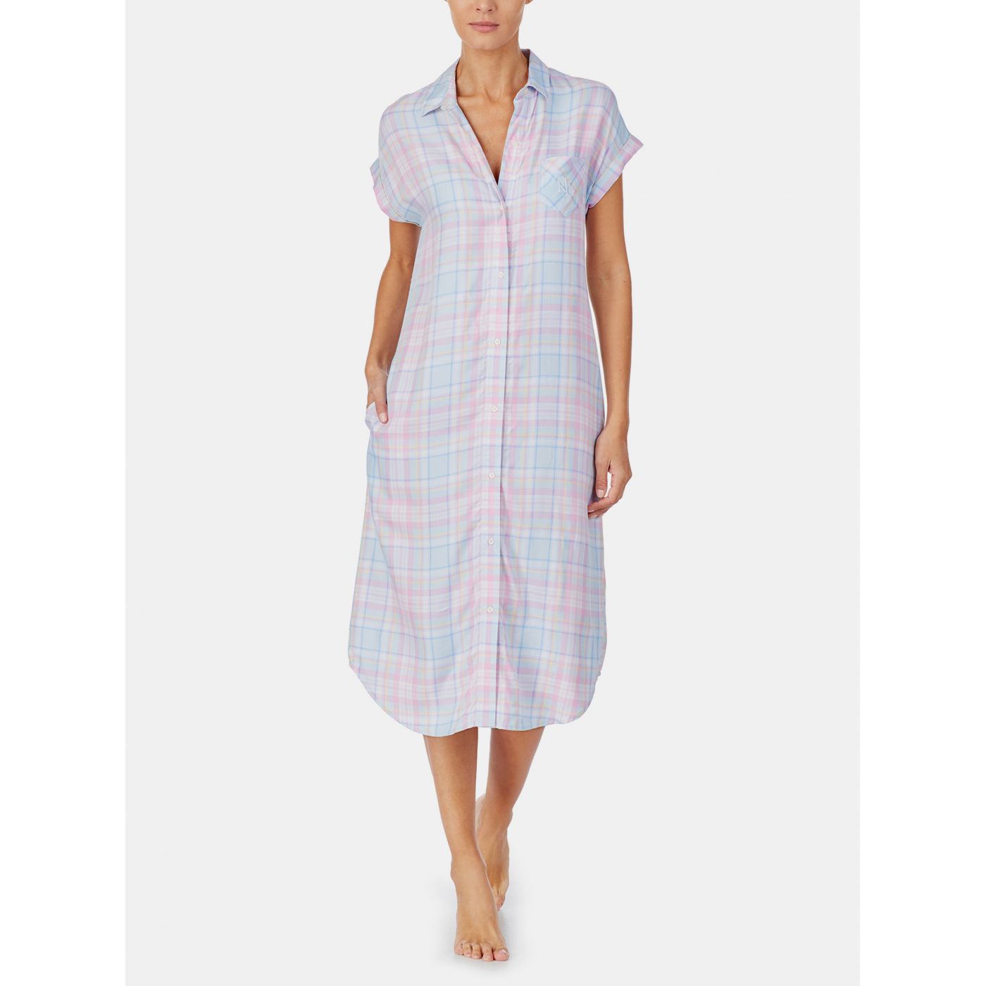 Lauren Ralph Lauren's Pink-blue Plaid Nightgown