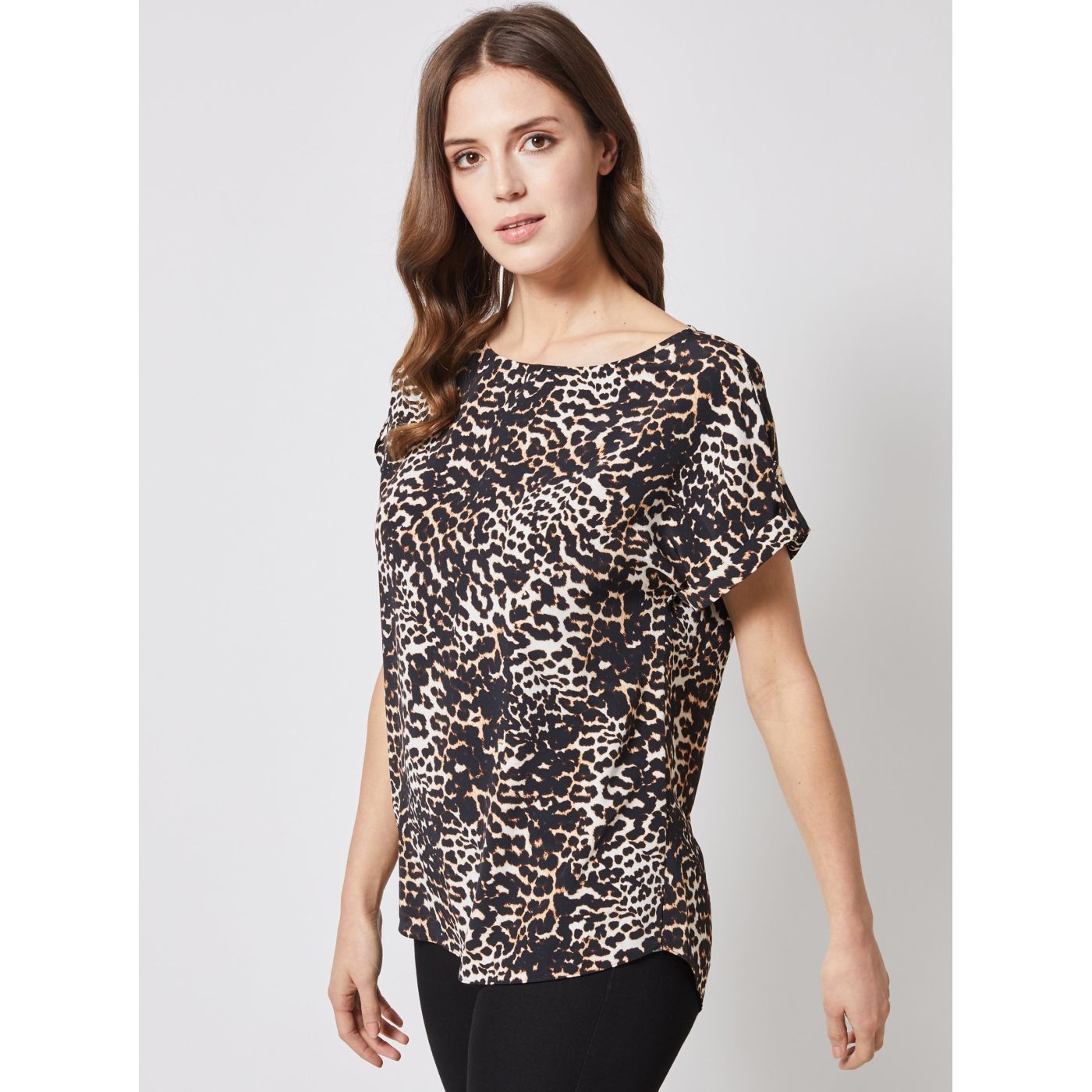 Cream-black blouse with cheetah pattern Dorothy Perkins