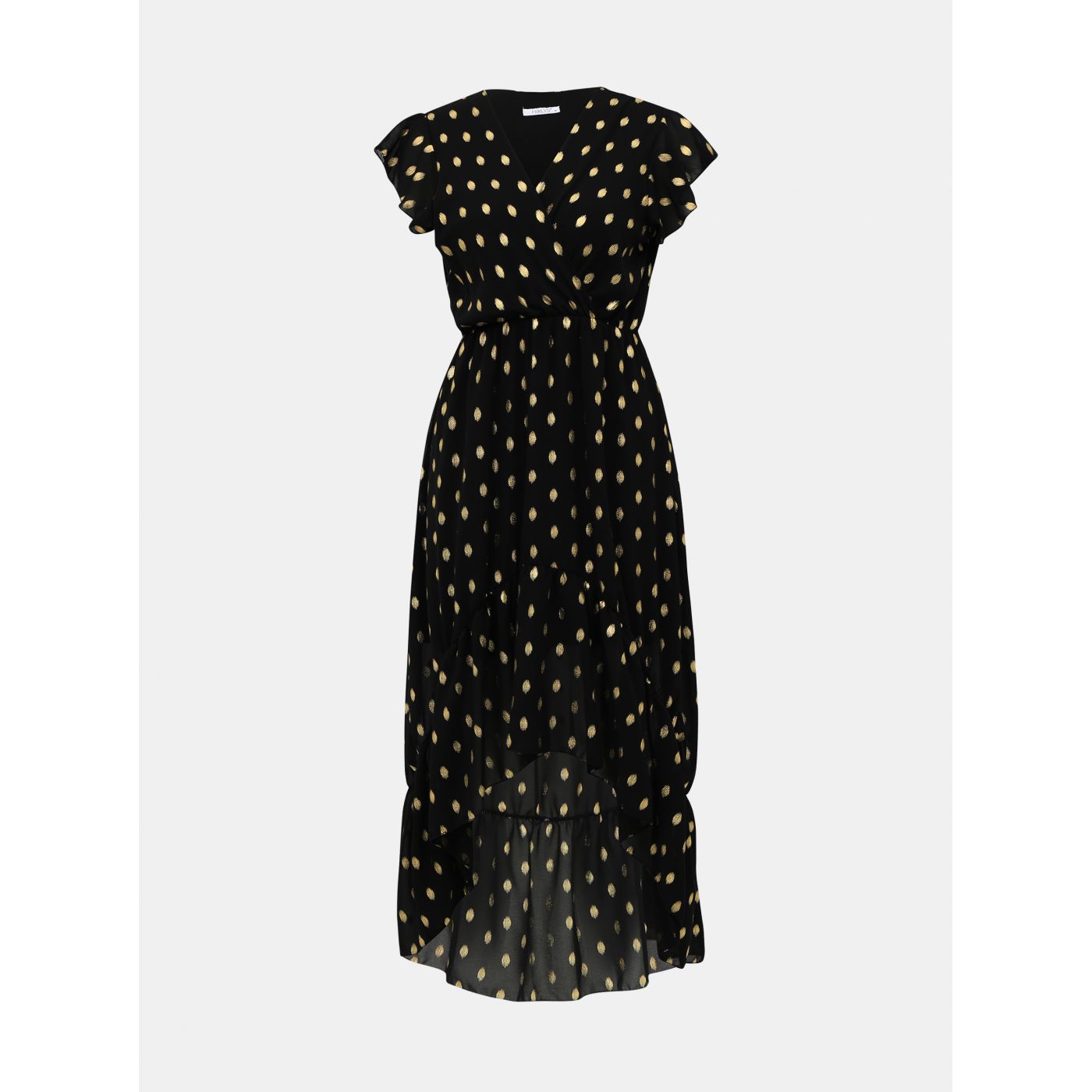 Haily's Luna Black Dotted Maxi dress