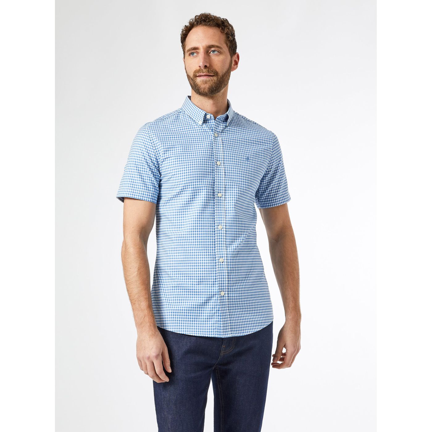 Light Blue Plaid Slim Fit Shirt Burton Menswear London