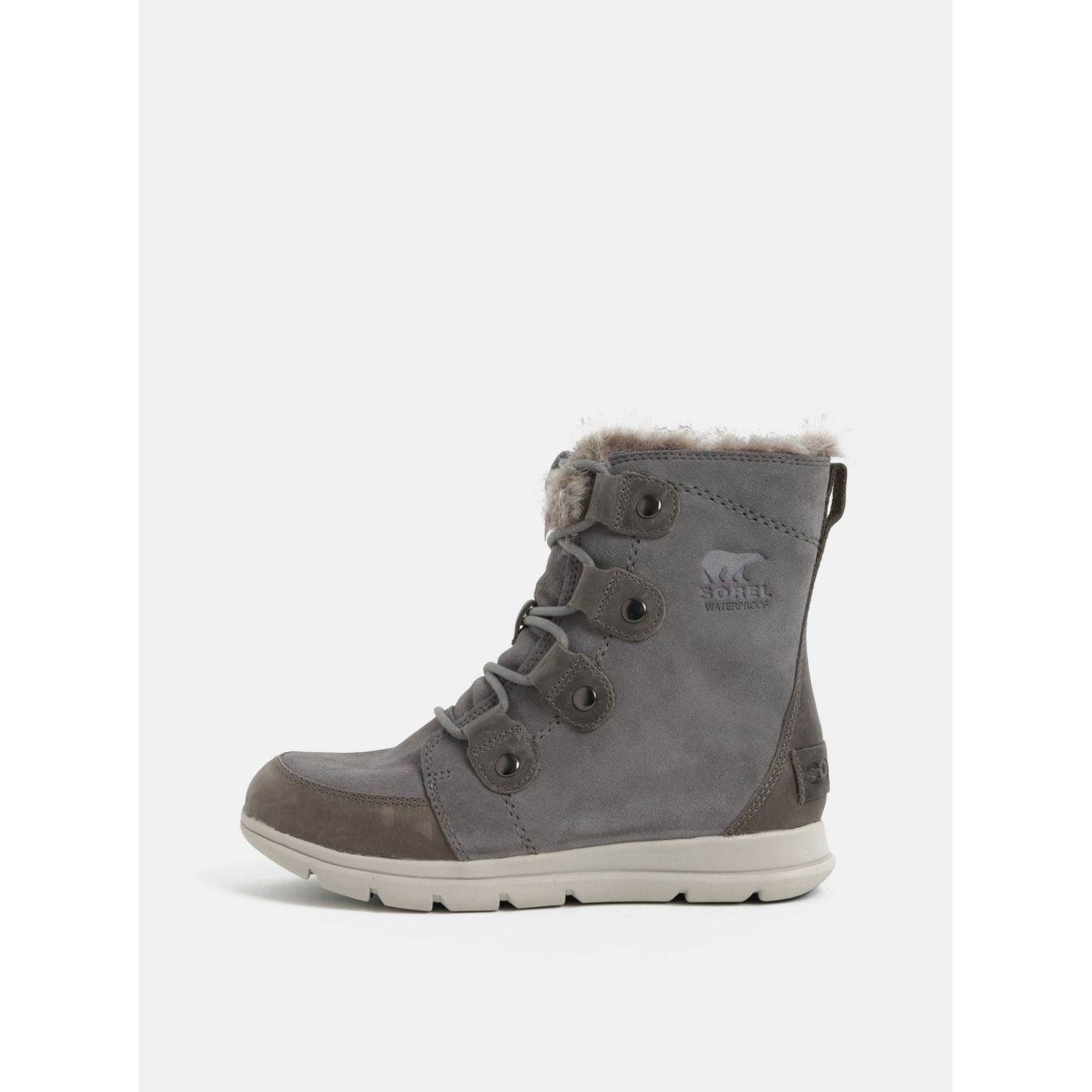 Grey Women's Suede Waterproof Winter Boots SOREL Explorer Joan