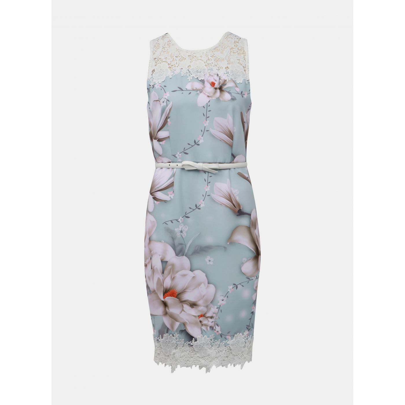 Menthol Floral Dress with Dorothy Perkins Belt