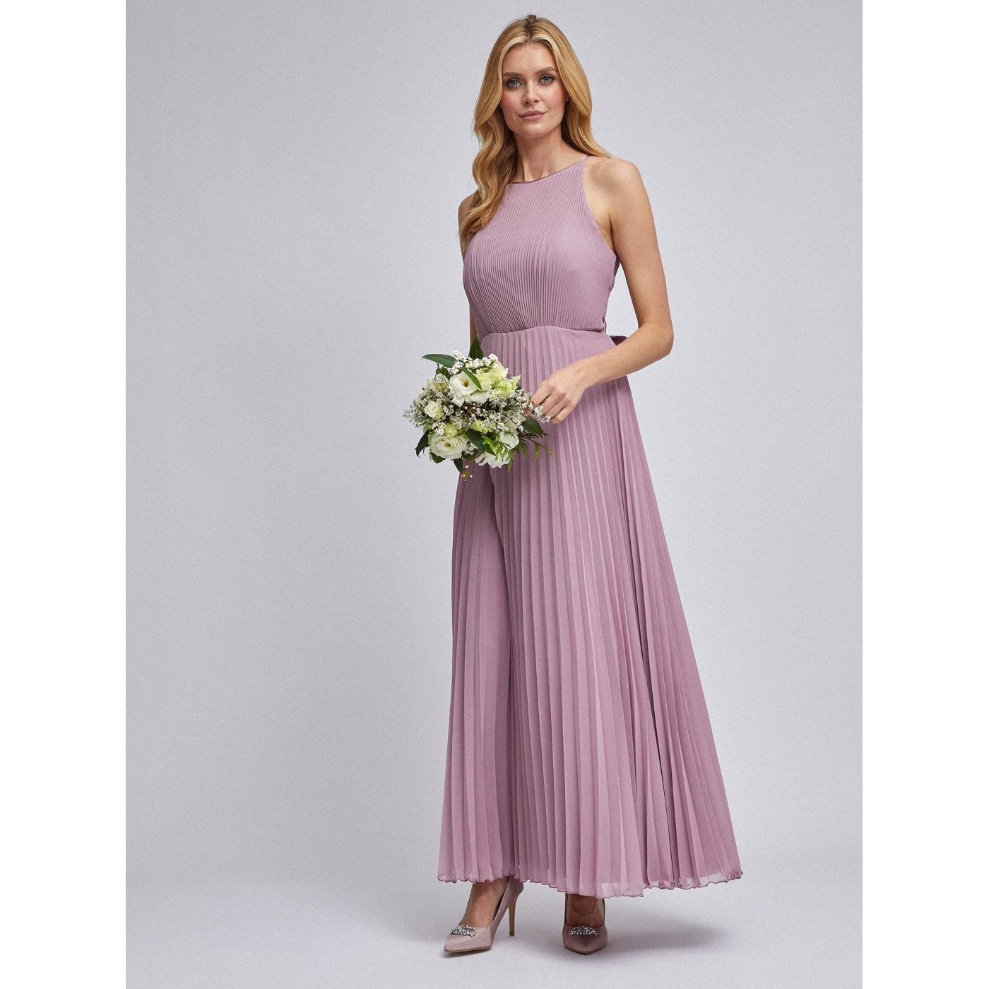Dorothy Perkins Old Pink Pleated Maxi dress