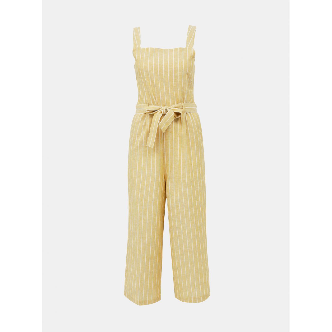 Yellow striped jumpsuit with only canyon flax