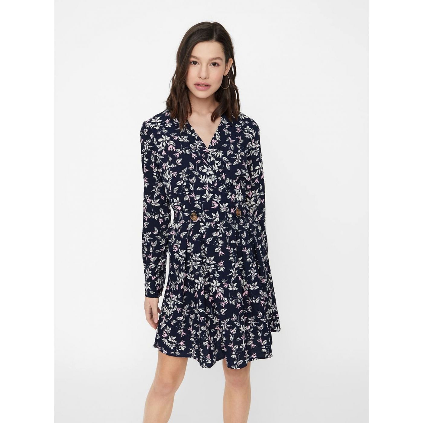 Dark blue floral dress VERO MODA Viola