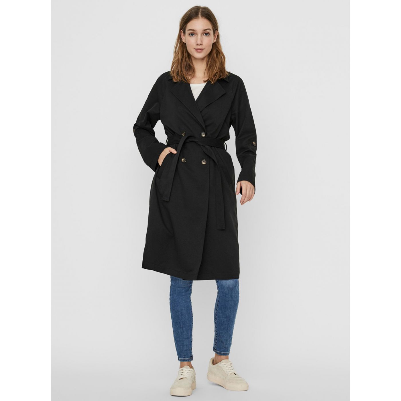 Black long trench coat VERO MODA Lulubie