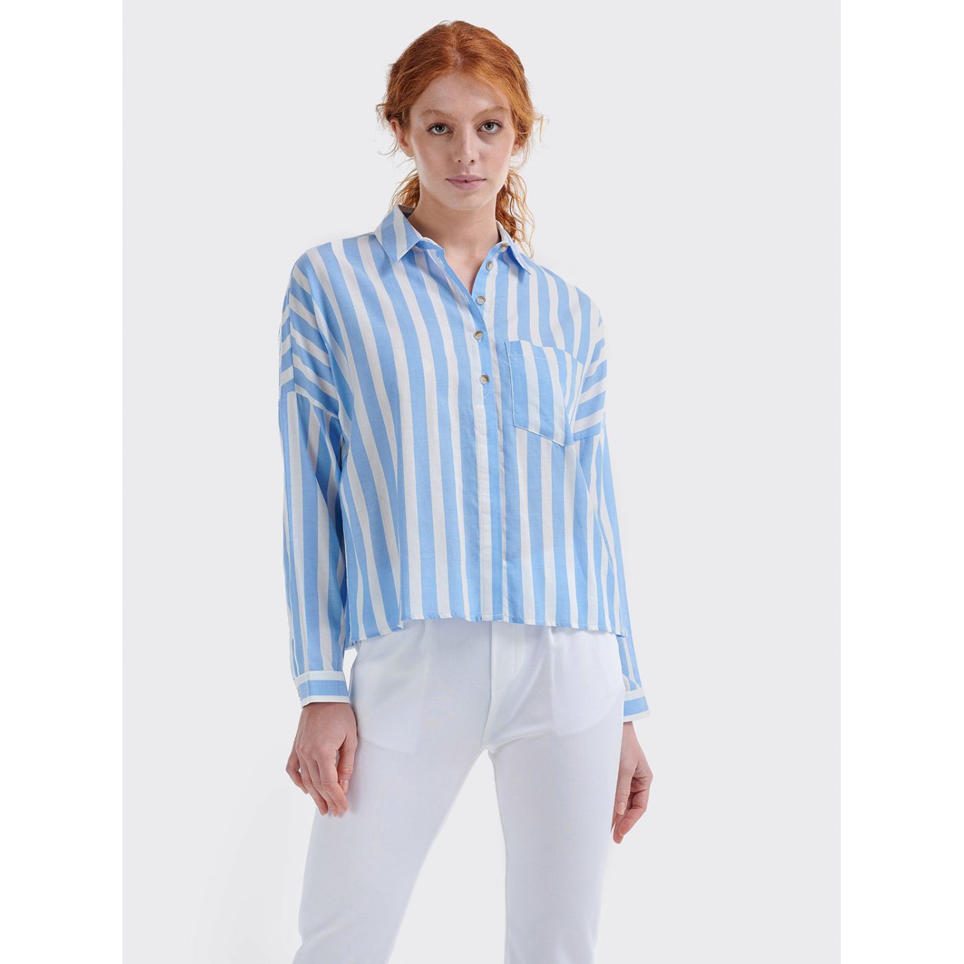 White-blue women's striped Alcott shirt