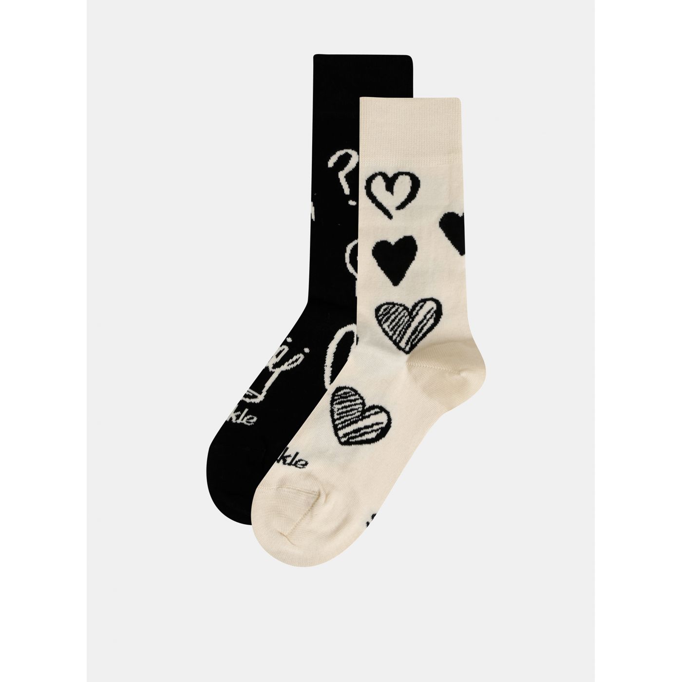 Cream-black Patterned Socks Fusakle Symbol