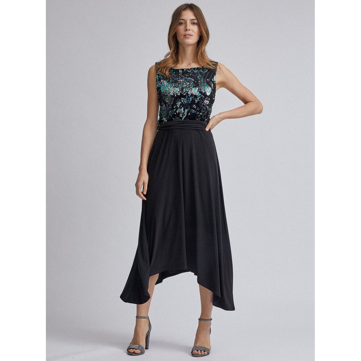 Black midi dress with sequins Dorothy Perkins