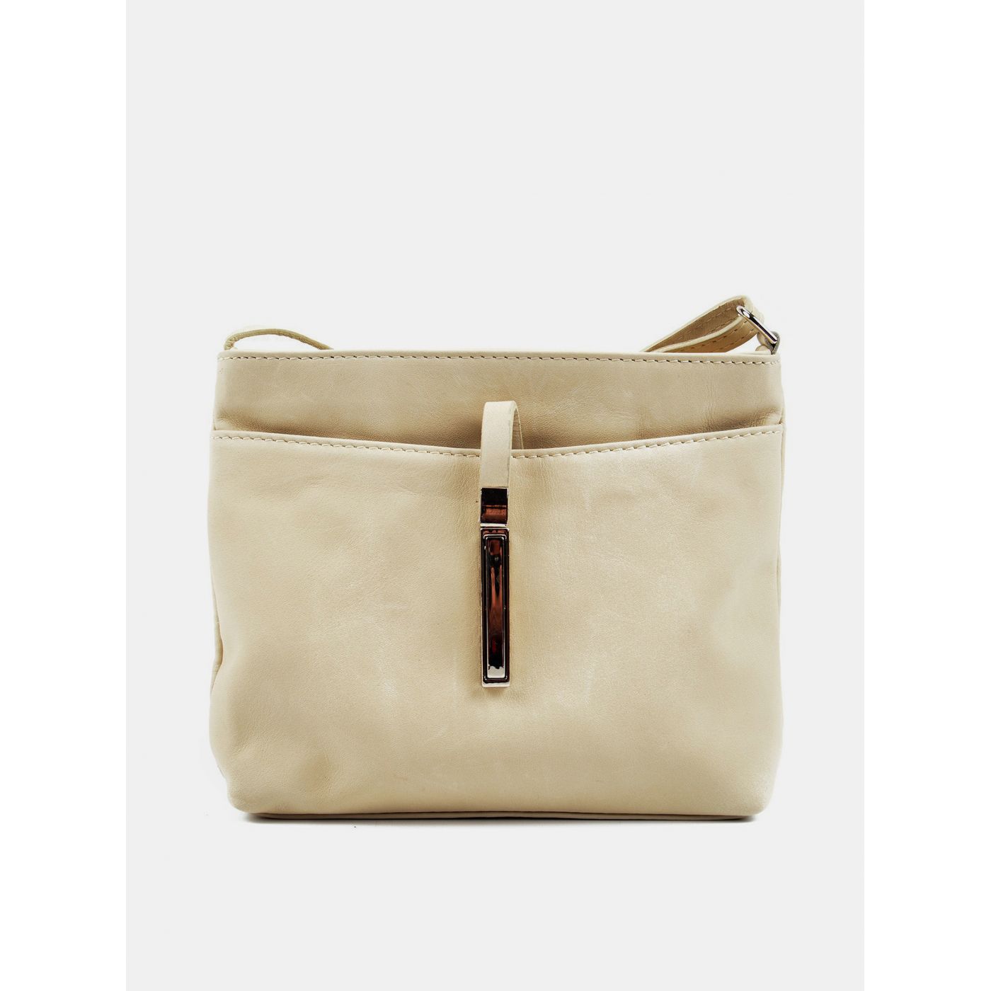 Beige leather crossbody handbag roberta m