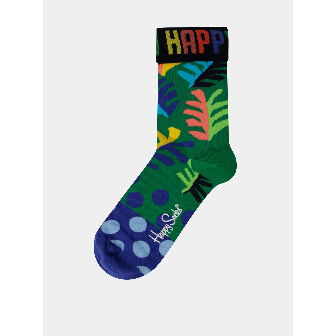Blue-Green Women's Patterned Socks Happy Socks Big Leaf