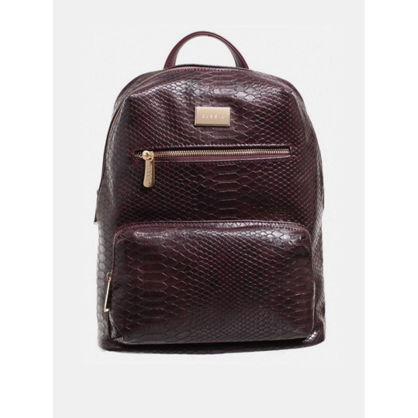 Bessie London Crocodile Pattern Burgundy Backpack