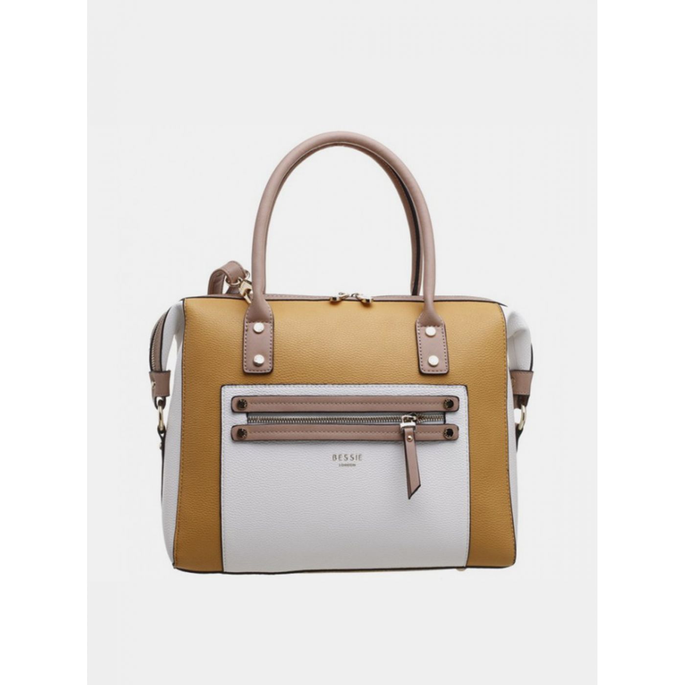 Bessie London Grey Mustard Handbag