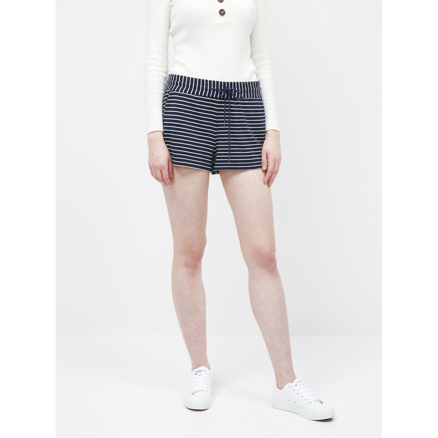 Dark Blue Women's Striped Basic Shorts ZOOT Baseline Apolena