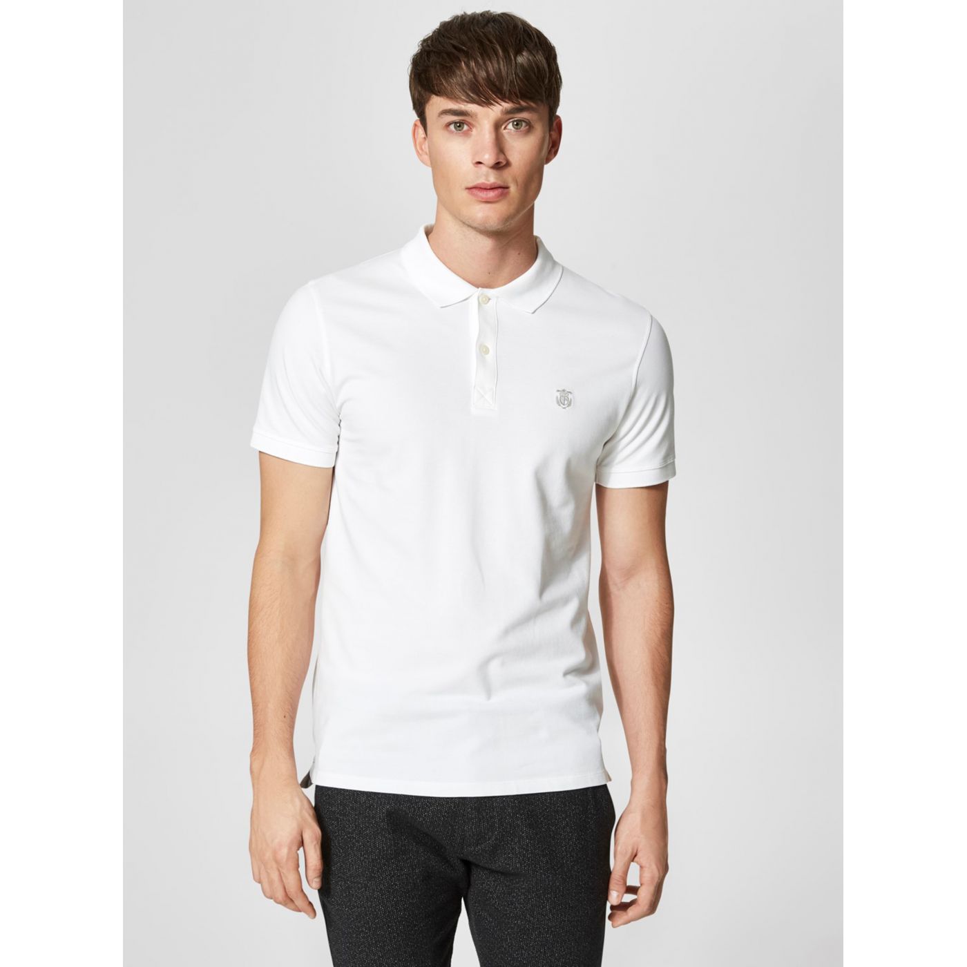 White Basic Polo T-Shirt Selected Homme Haro