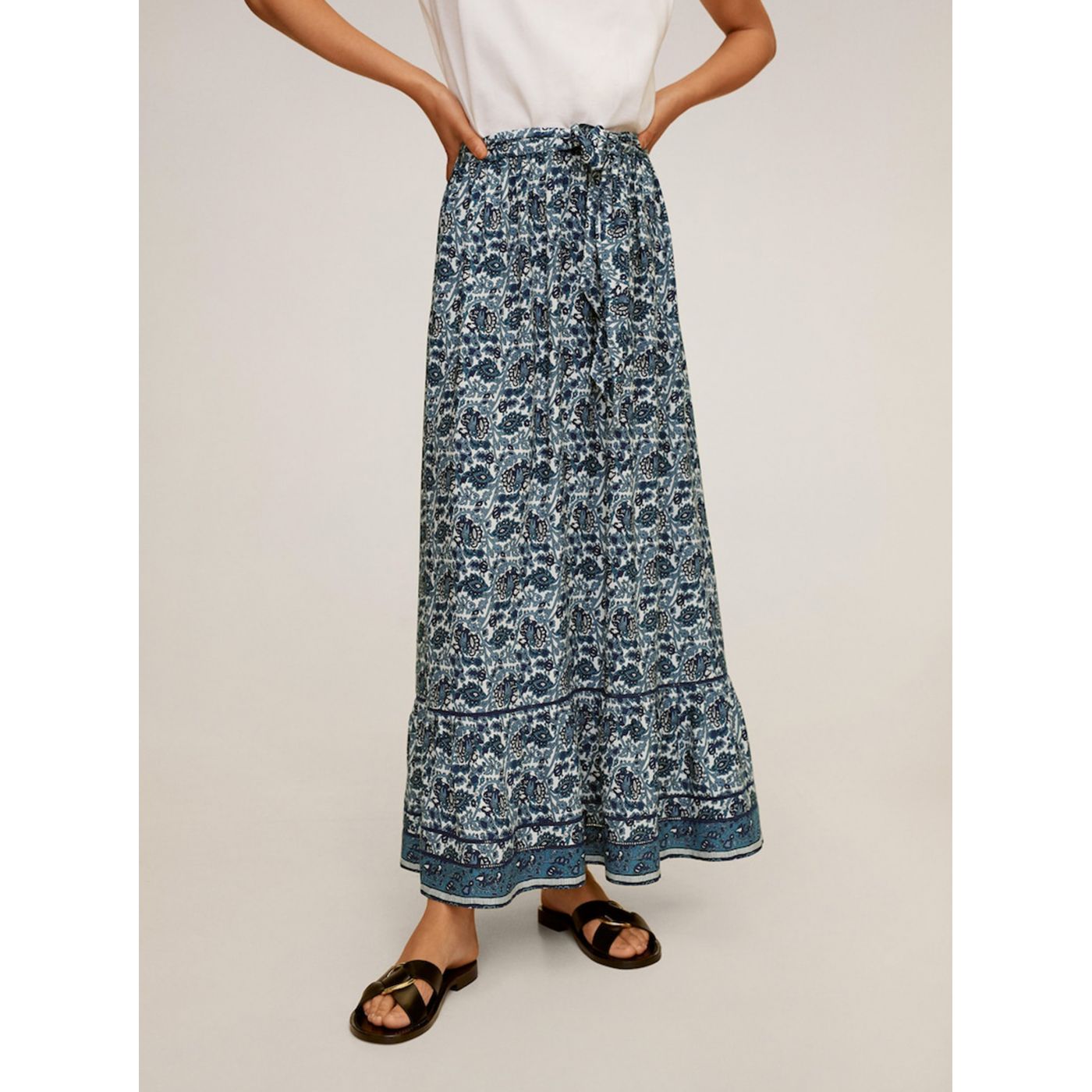 Blue Patterned Mango Maxi Skirt