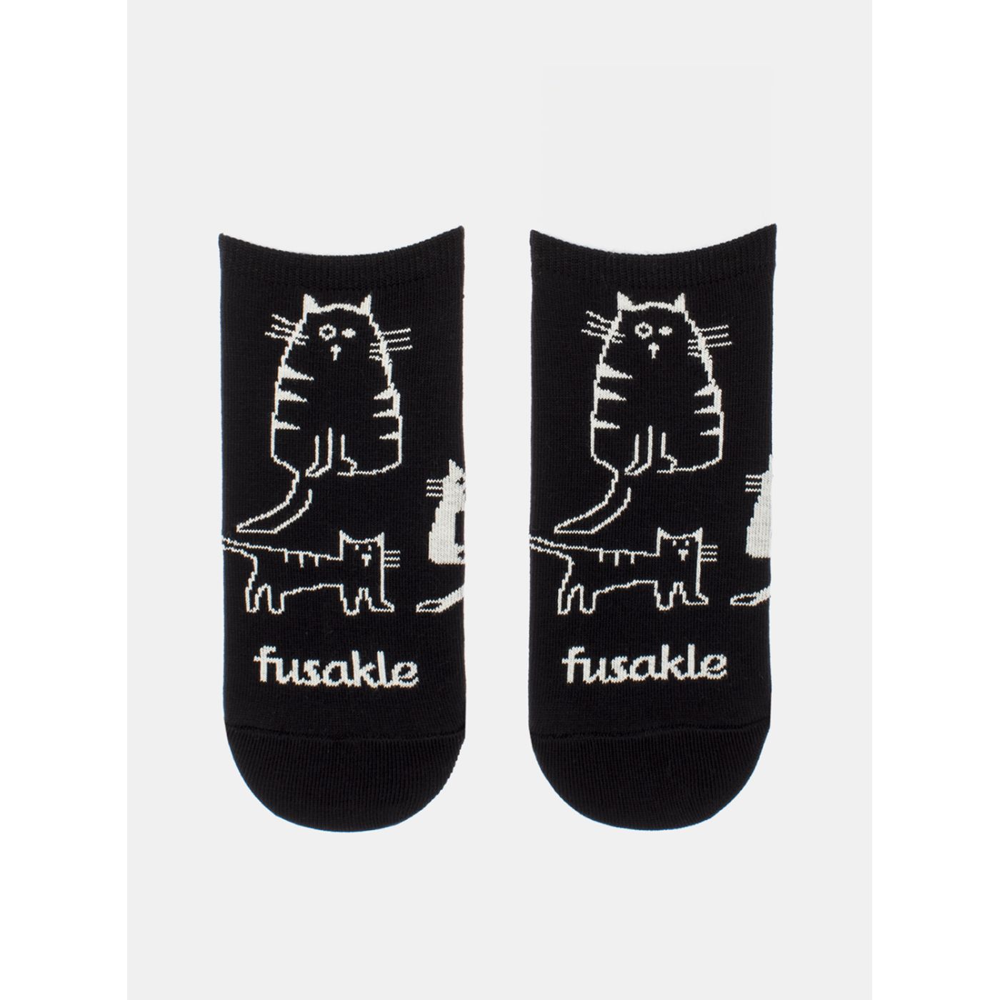 Black Patterned Ankle Socks Fusakle Chauky Meow