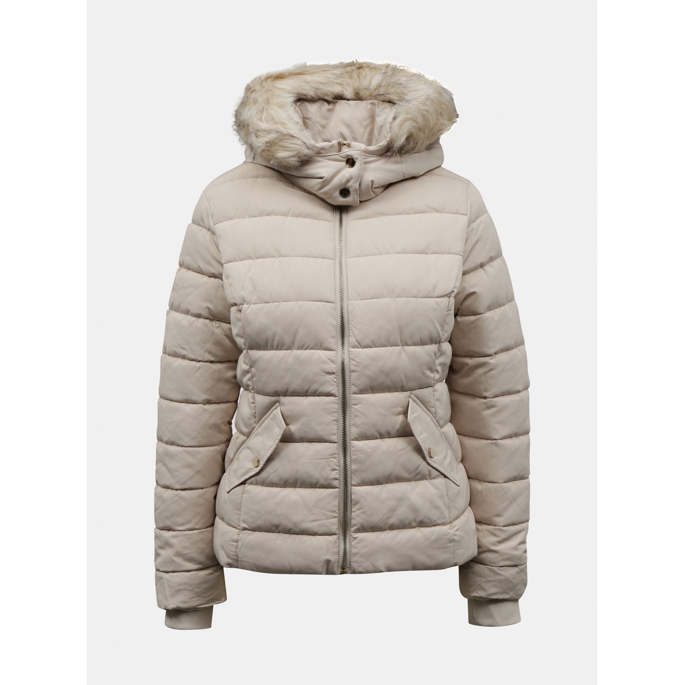 Cream winter chweed jacket with artificial fur tally weijl