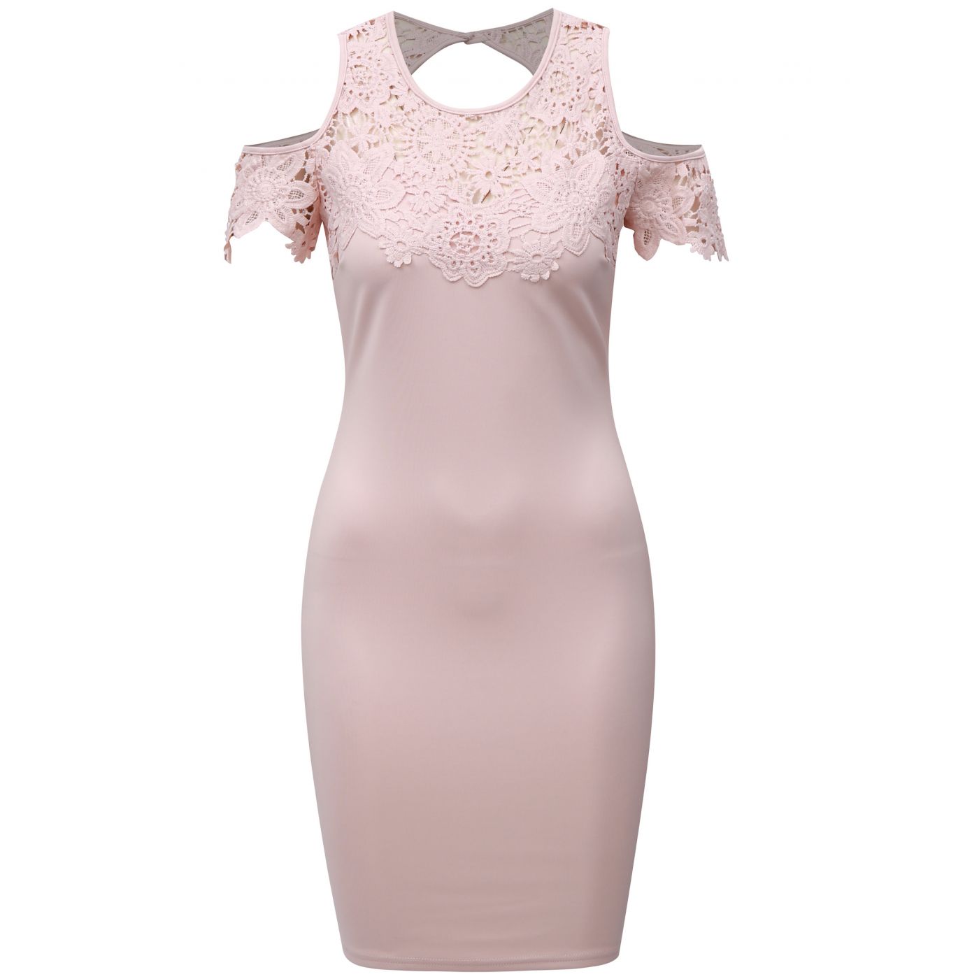Light pink sleeve dress with lace and cut-outs on AX Paris shoulders