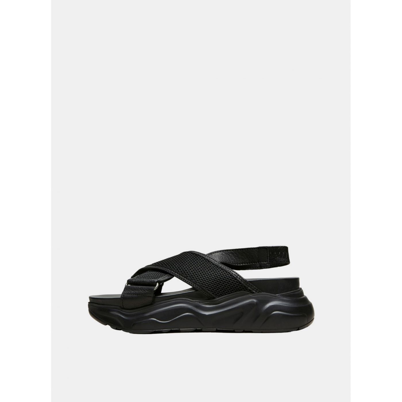 Black Leather Sandals Selected Femme Follie