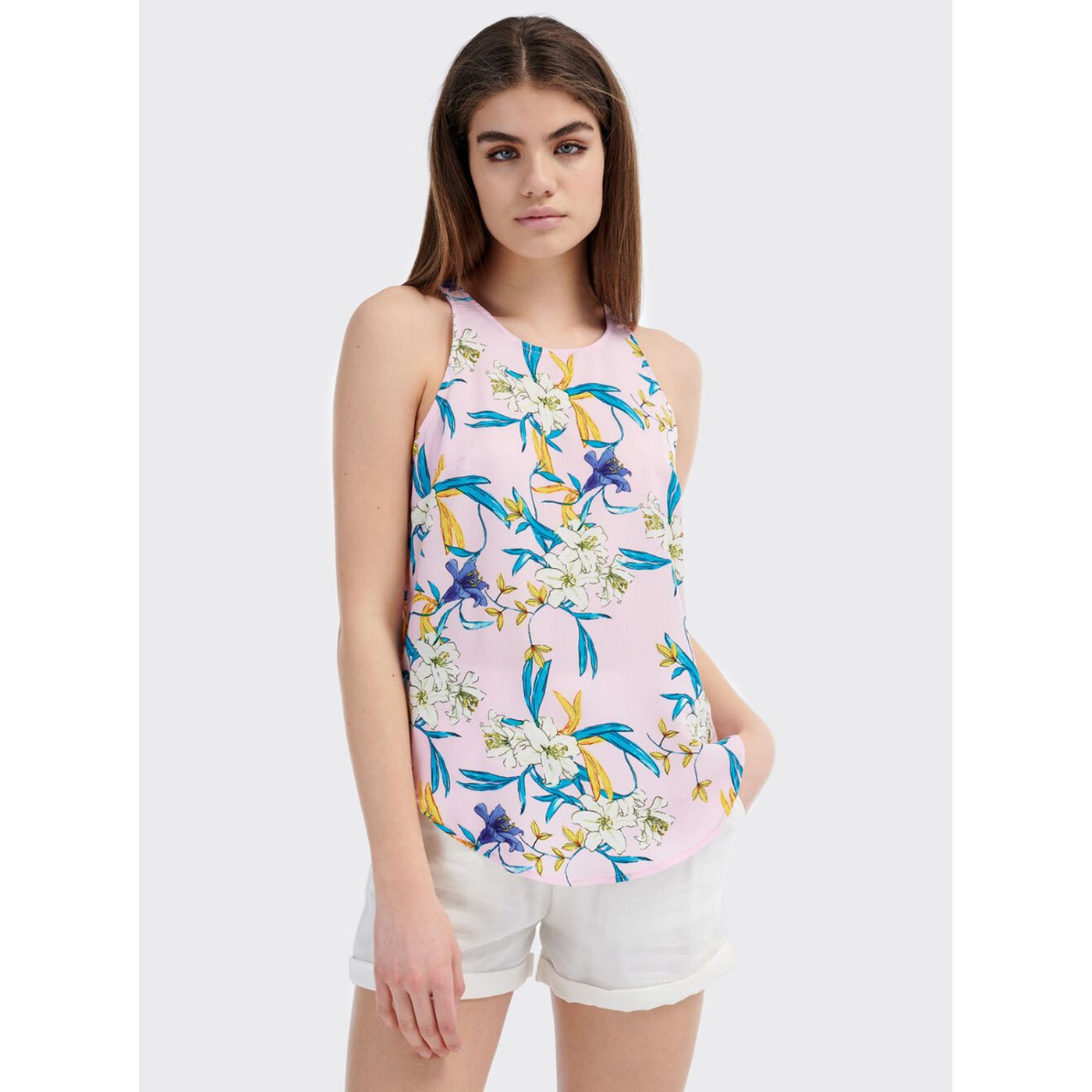 Alcott Blue-Pink Women's Floral Tank Top