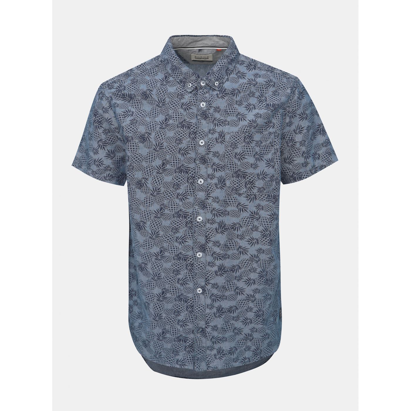 Blue Patterned Regular Fit Blend Shirt