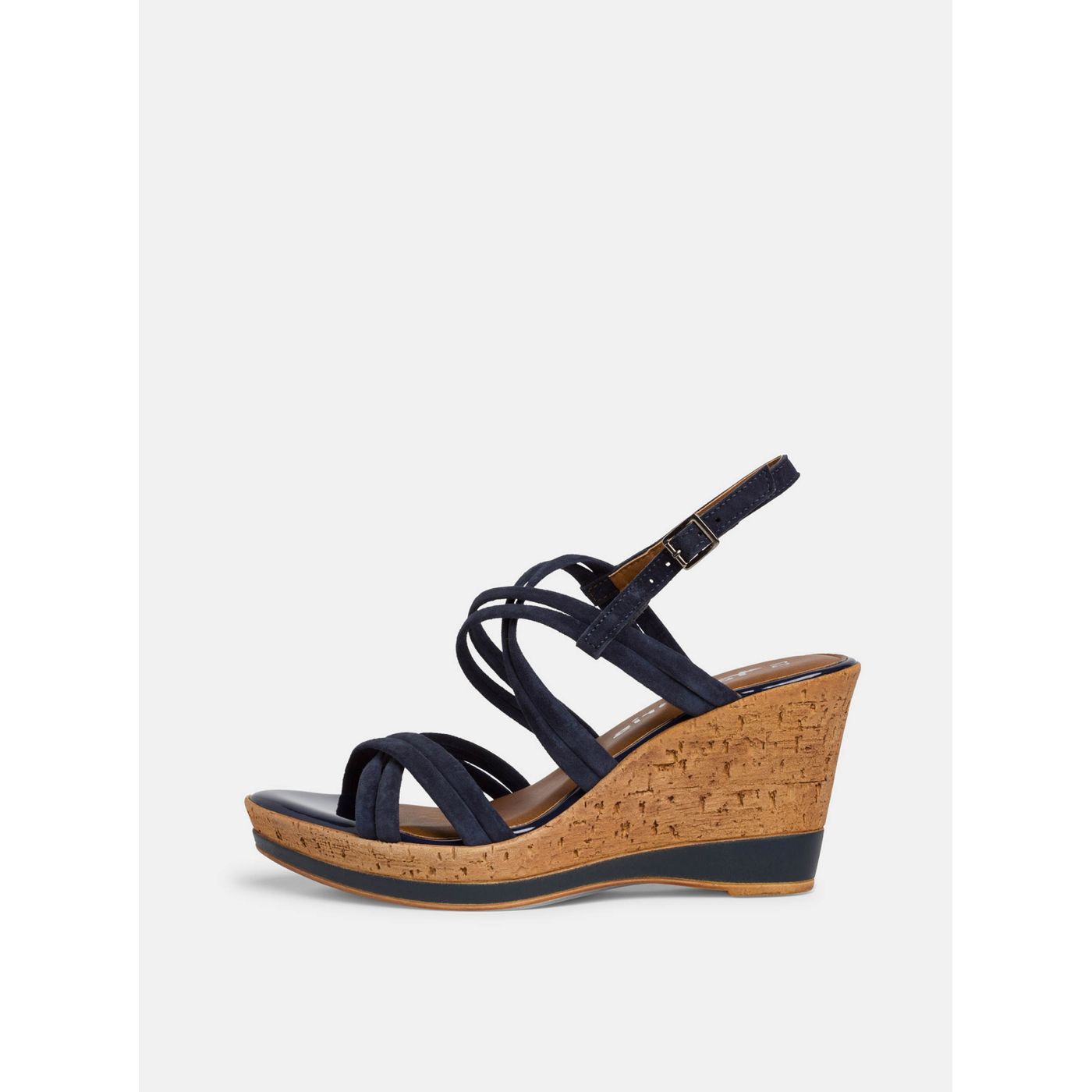 Tamaris Dark Blue Suede Wedge Sandals