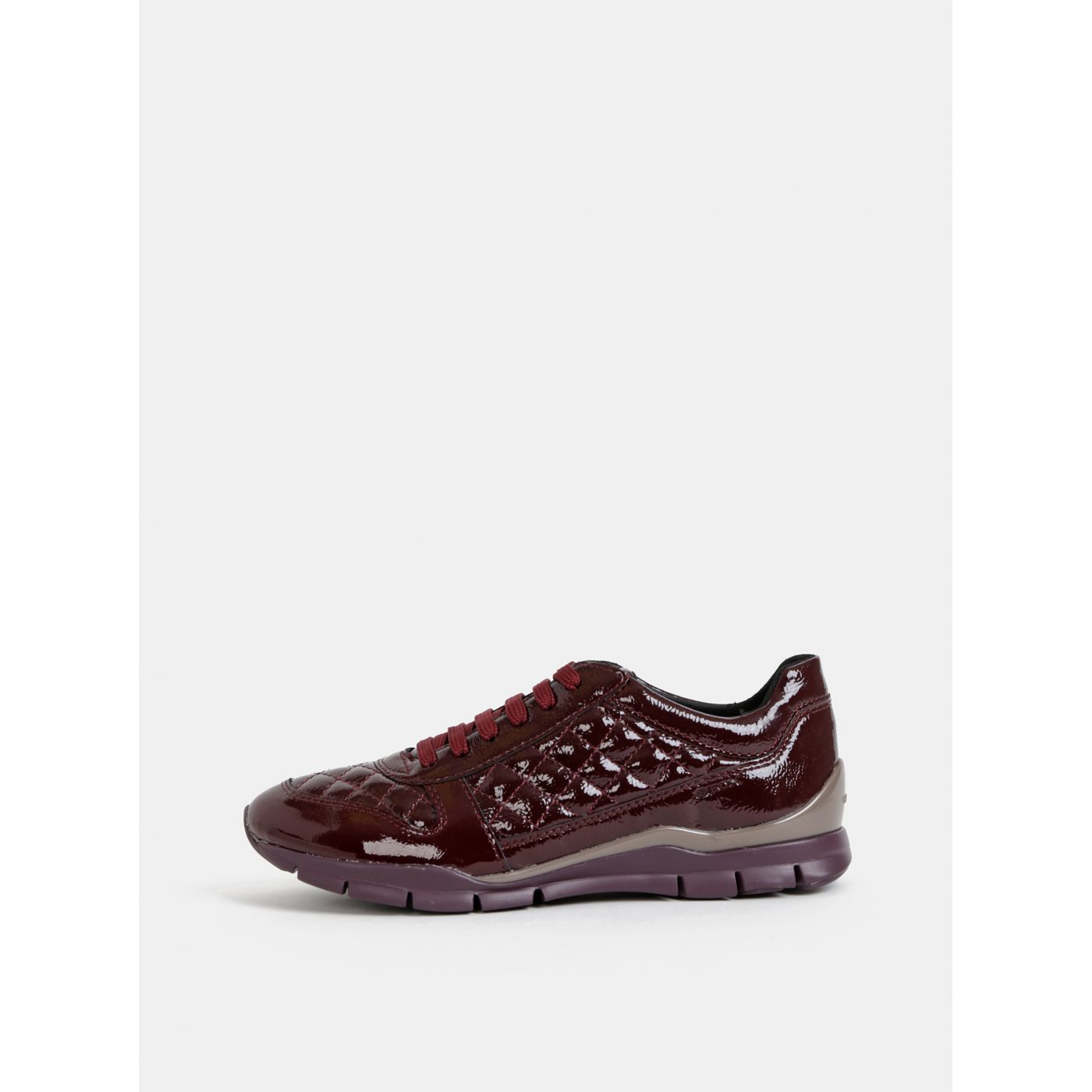 Burgundy Women's Leather Shiny Quilted Sneakers Geox Sukie